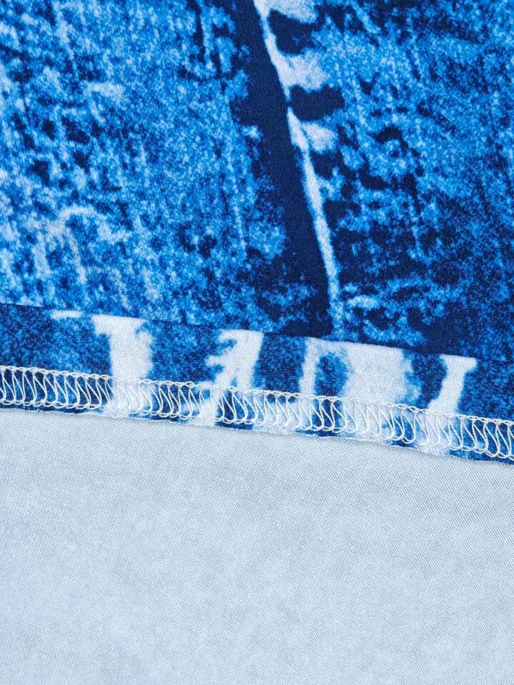 Sleeveless Knitted Jumpsuit With Denim Effect