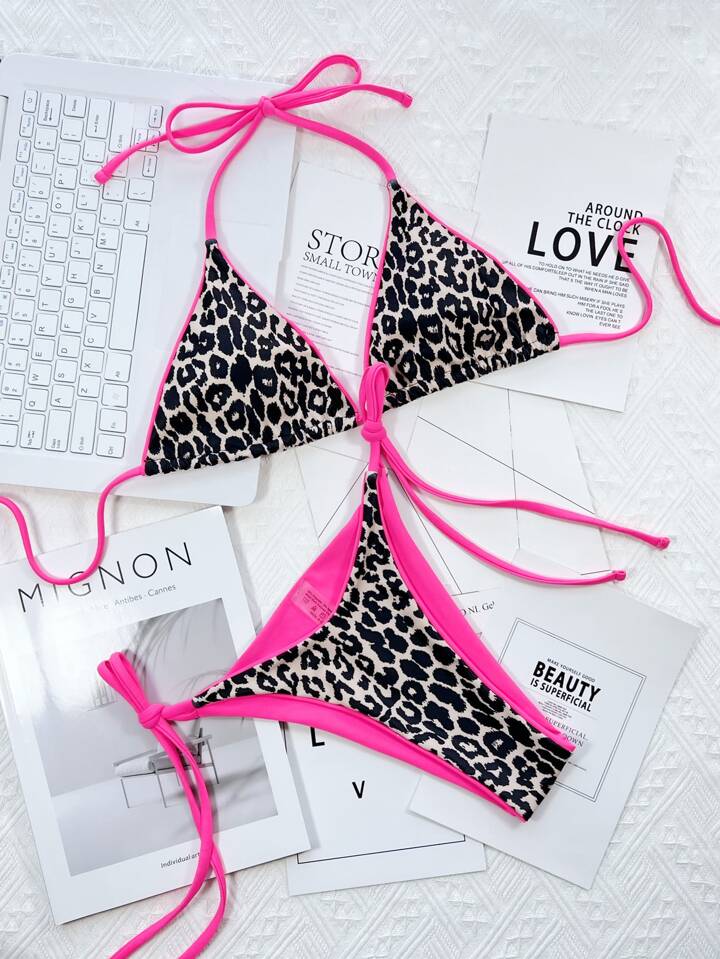 2pcs Printed Bikini Set (Prints Randomly Chosen), Micro Triangle Summer