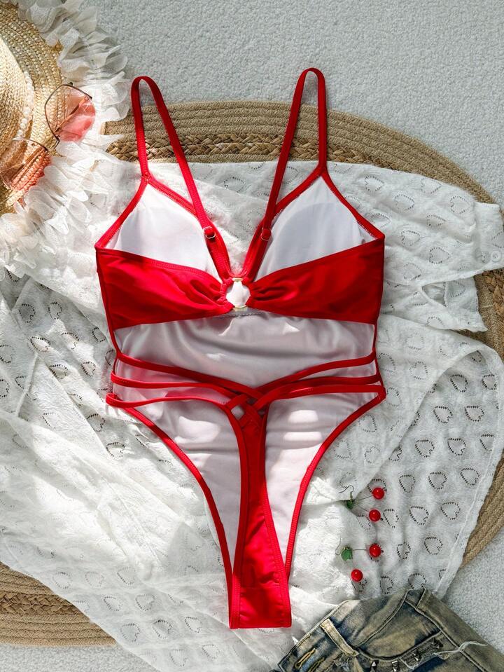 Backless Halter Women One-Piece Swimsuit