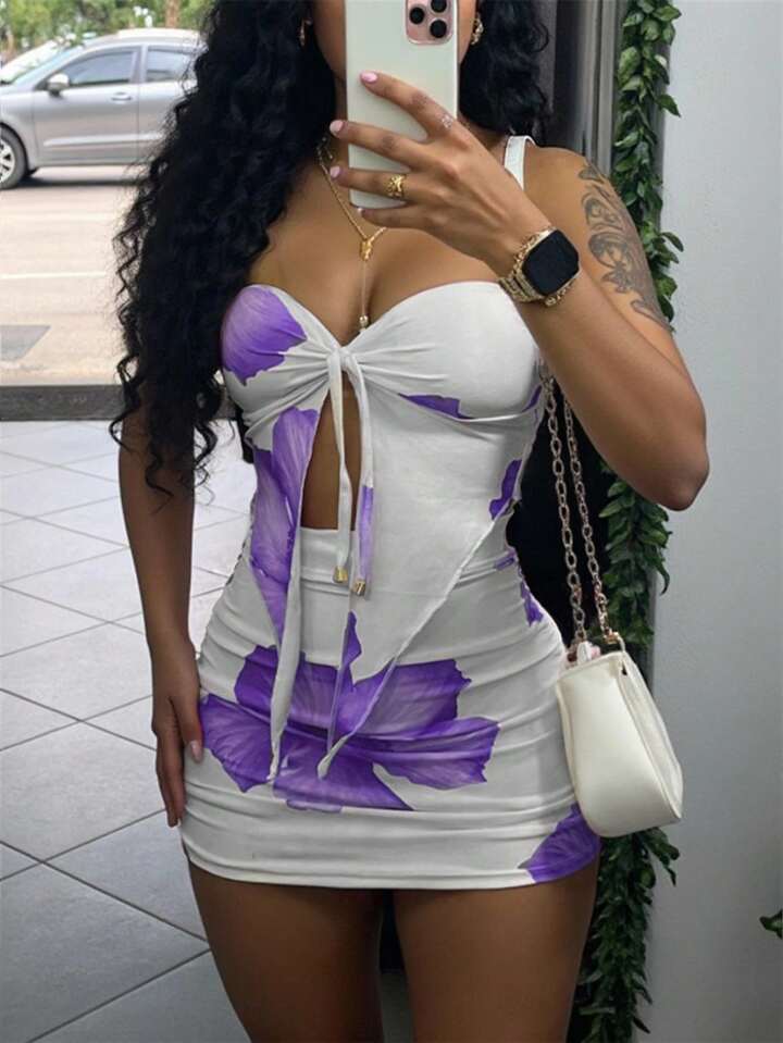 Spaghetti Strap Tank Top And Mini Skirt